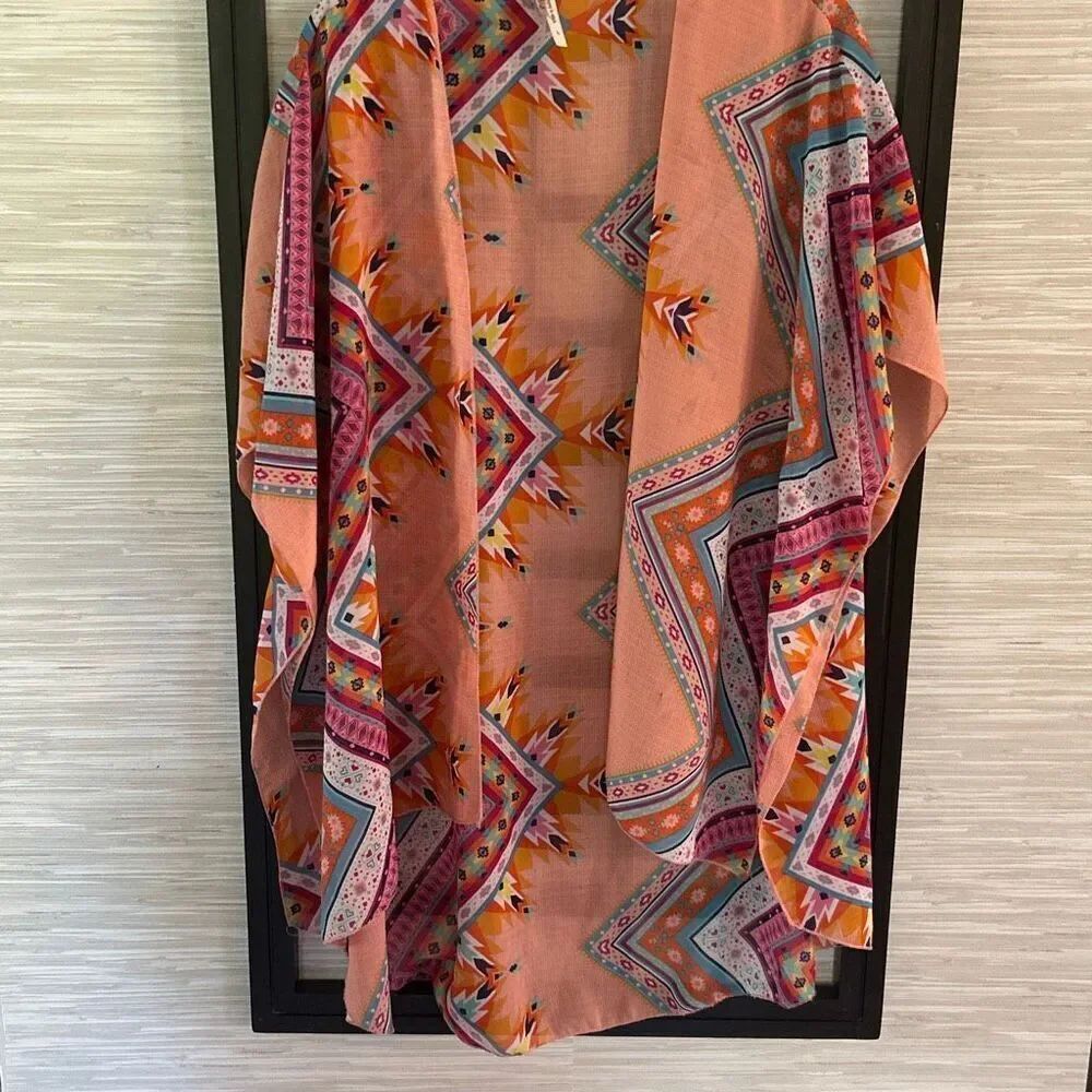 life 4 truth Gorgeous peach blush beach coverup/duster L/XL aztec bohemian